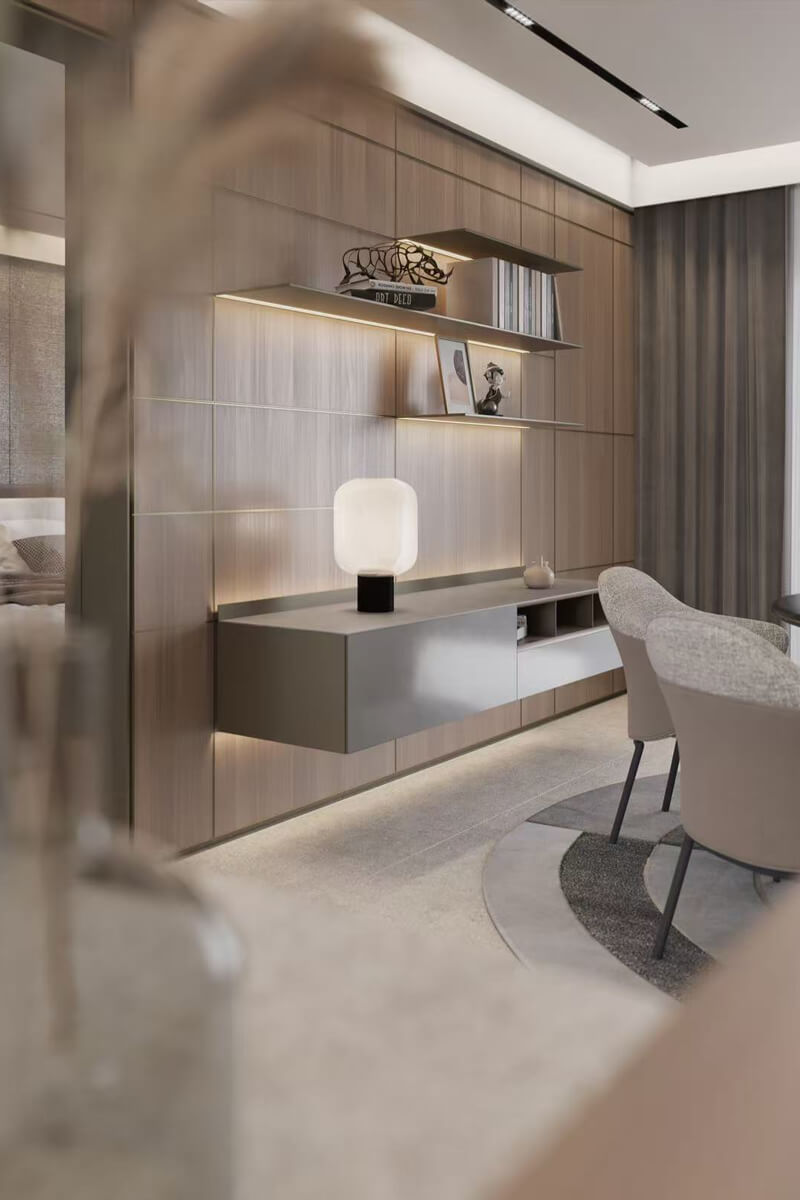 Italian Modular Furniture Tavolino Minimalista PM 1 and Stand Industriale PM 2 02